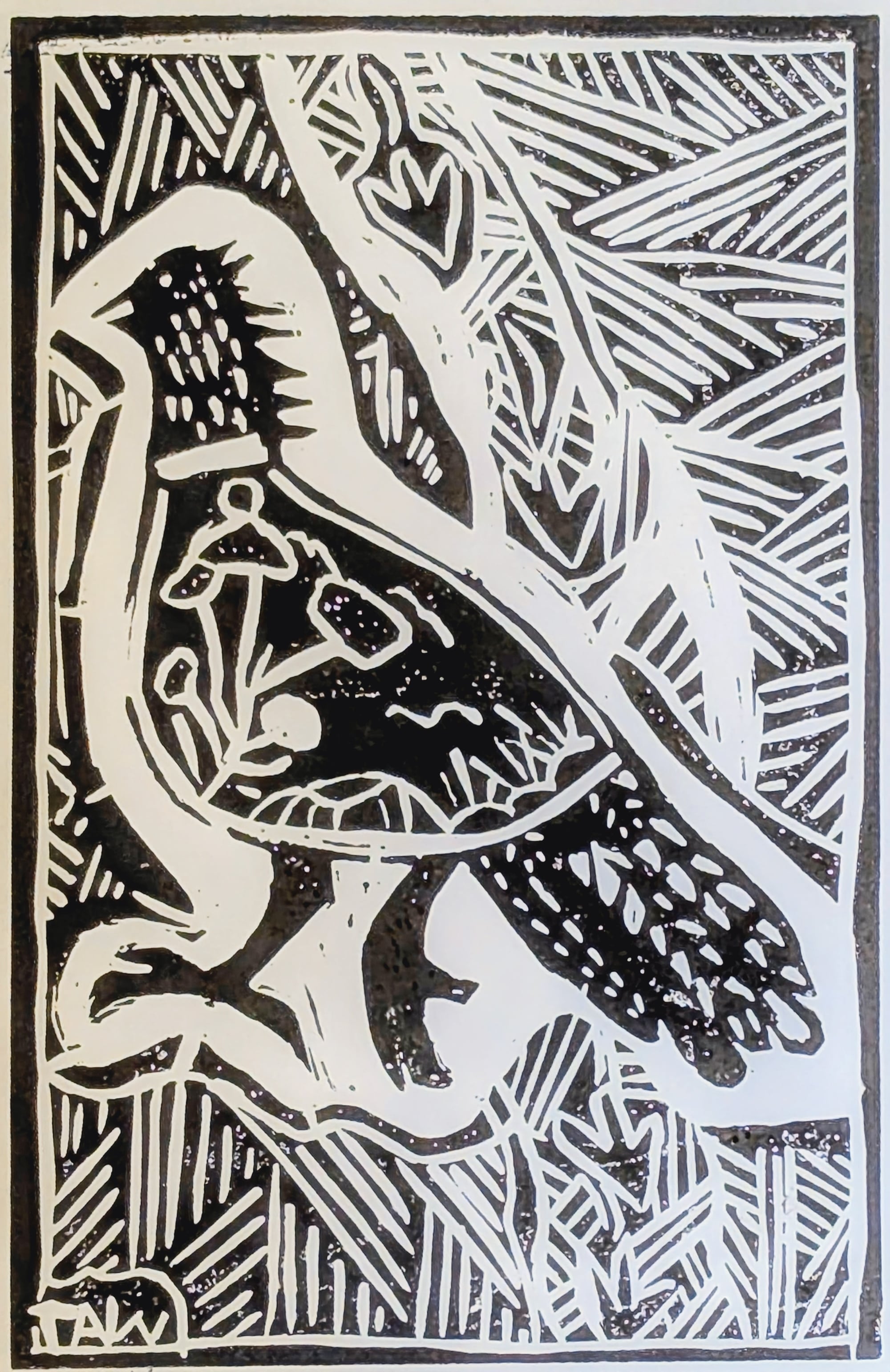 Mali Fowl Lino Print limited edition 